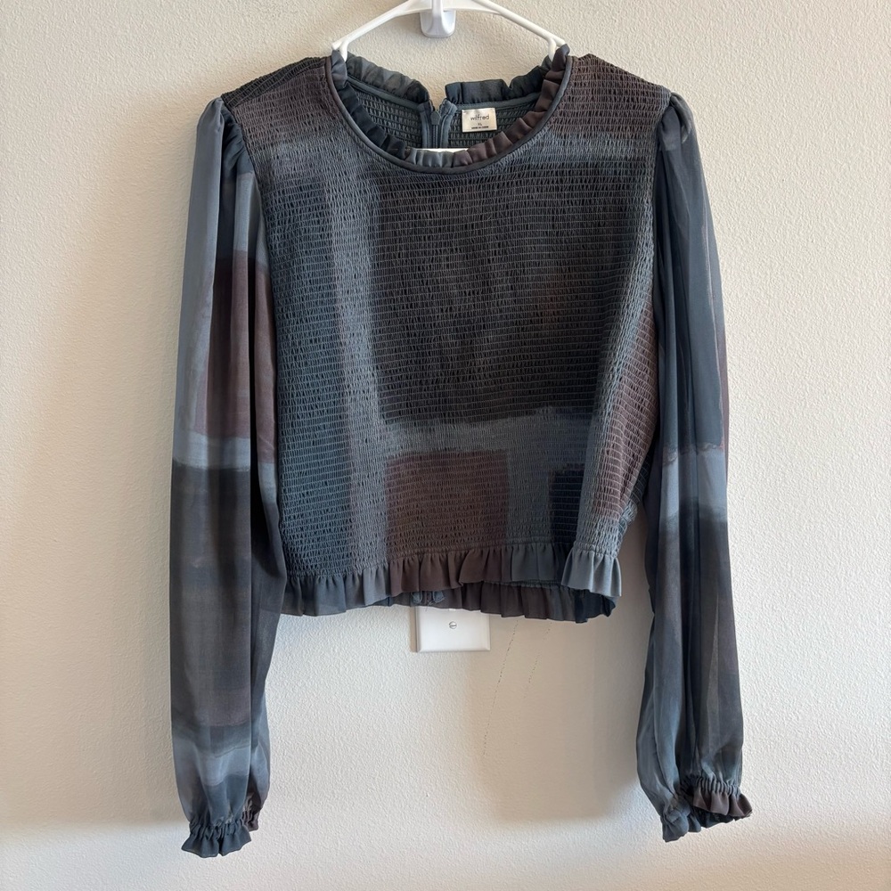 Aritzia - Wilfred Tempest Blouse - Green/Brown Size XL - Picture 4 of 13